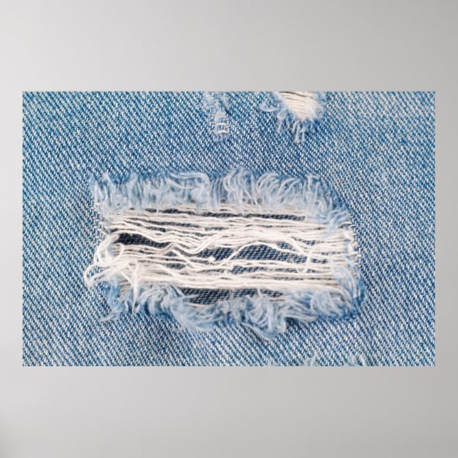 Blåavlade jeans, Struktur avrivna jeans baksida Poster (Framsidan)