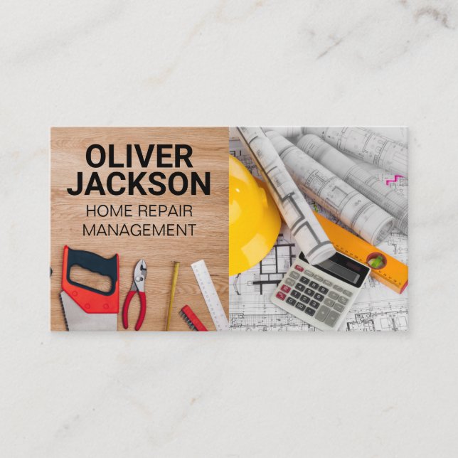 Blåavtryck | Byggnadsverk Verktyg Visitkort (Framsida)