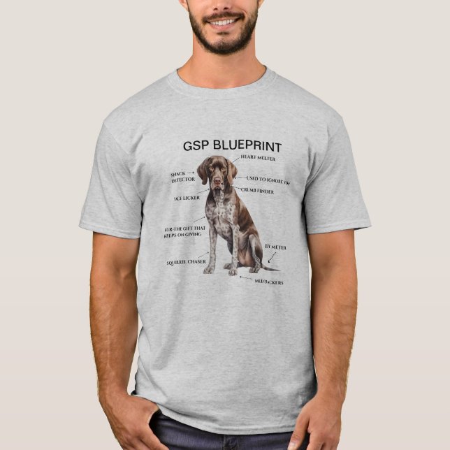 Blåavtryck för tyska Shorthar-pekare T Shirt (Framsida)