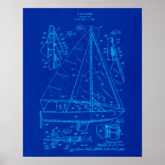 Blåavtryck nr 3 Nautisk teaterkonst i segelbåt Poster