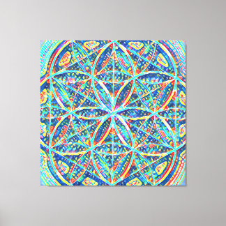 Blåavtrycken i Helig | Tile Mosaic, Seed of Life Canvastryck