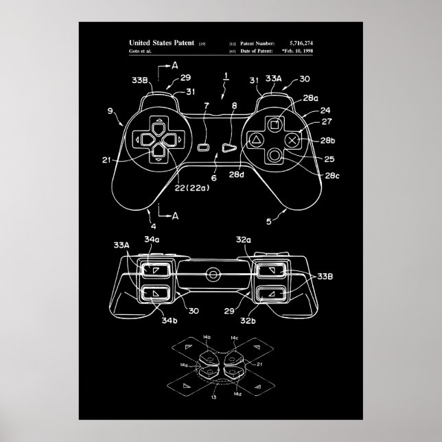 Blåavtrycksbild för spelkontrollanten poster (Framsidan)