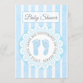 Blåavtrycksinbjudan Boys Baby Shower Inbjudningar