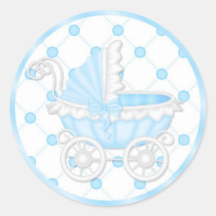 Blåbabyskor Cuptårta Toppers Stickers Runt Klistermärke