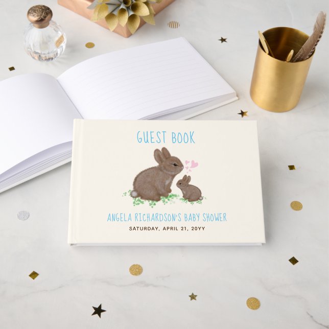 Blåbabyskor för gynnsamma Bunnies Gästböcker (Framsida öppen)