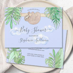 Blåbabystövel för Cute Baby Sloth Inbjudningar