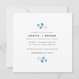 Blåbäddbjudande för trio-vattenfärgsbröllop inbjudningar