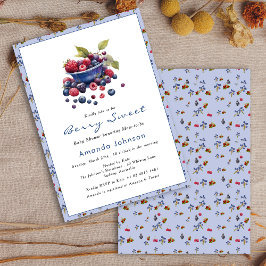 Blåbädddusch för Watercolor Berry Sweet Baby Showe Inbjudningar