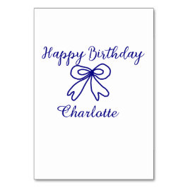 Blåbåge CUTIE ADD NAMN BABY grattis på födelsedage Bordsnummer