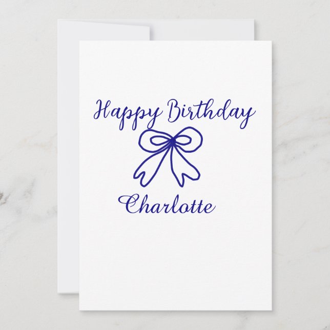 Blåbåge CUTIE ADD NAMN BABY grattis på födelsedage Inbjudningar (Framsida)