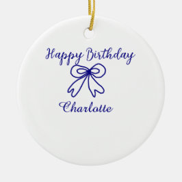 Blåbåge CUTIE ADD NAMN BABY grattis på födelsedage Julgransprydnad Keramik