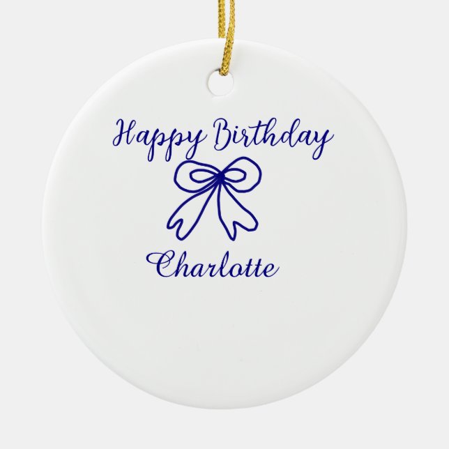 Blåbåge CUTIE ADD NAMN BABY grattis på födelsedage Julgransprydnad Keramik (Framsidan)