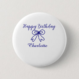 Blåbåge CUTIE ADD NAMN BABY grattis på födelsedage Knapp