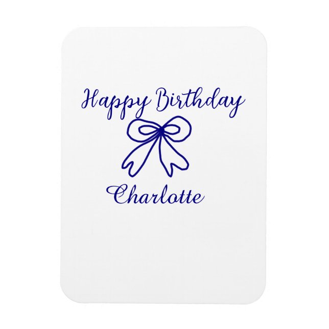 Blåbåge CUTIE ADD NAMN BABY grattis på födelsedage Magnet (Vertikal)