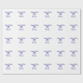 Blåbåge CUTIE ADD NAMN BABY grattis på födelsedage Presentpapper