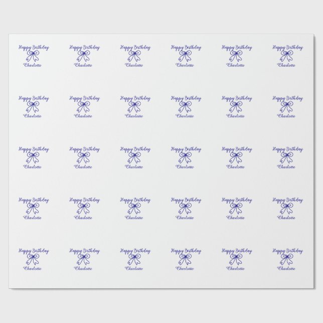 Blåbåge CUTIE ADD NAMN BABY grattis på födelsedage Presentpapper (Platt)