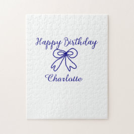 Blåbåge CUTIE ADD NAMN BABY grattis på födelsedage Pussel