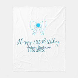 Blåbåge lycklig 21:a födelsedag namn dejt flicksny fleecefilt