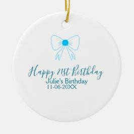 Blåbåge lycklig 21:a födelsedag namn dejt flicksny julgransprydnad keramik