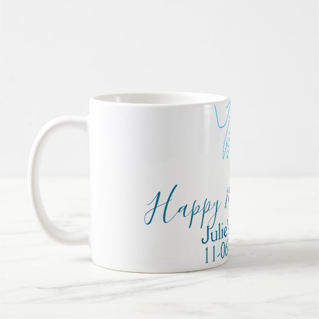 Blåbåge lycklig 21:a födelsedag namn dejt flicksny kaffemugg (Vänster)