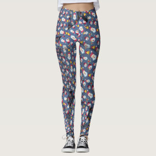 Blåbakgrund [3D] Yoga - bärbara Cute-Snögubbar Leggings