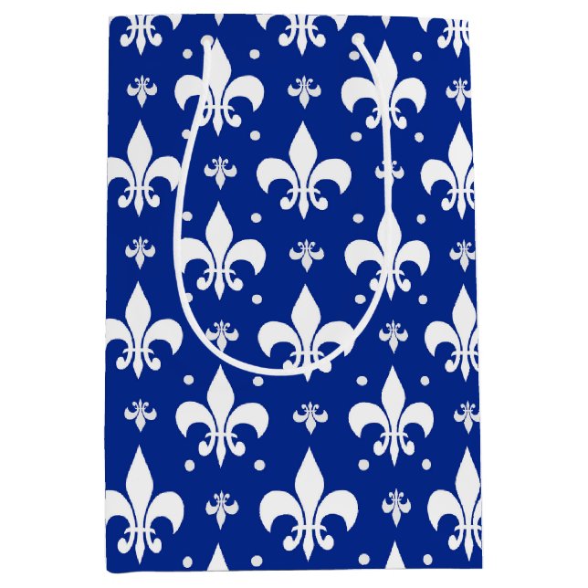 Blåbakgrund Fleur-de-lis Mönster Design (Framsidan)