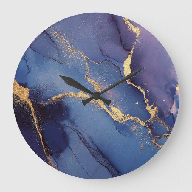 Blåbakgrund med guld-strömmar och punkter stor klocka (Framsida)