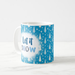Blåbakgrund med Träd och "Låt det snöa" Kaffemugg
