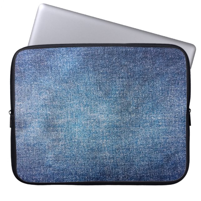 Blåbakgrund, struktur-bakgrund, denim jeans. D Laptop Fodral (Framsidan)