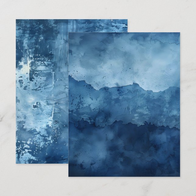 Blåbakgrund, uppdelad Bläck-skrapbok Papper Inbjudningar (Fram/baksida)