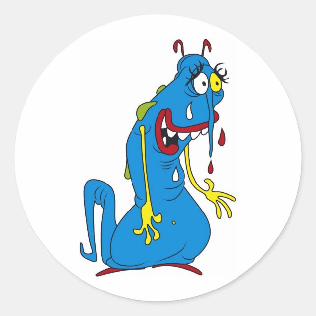 Blåbakterier Runt Klistermärke (Framsida)