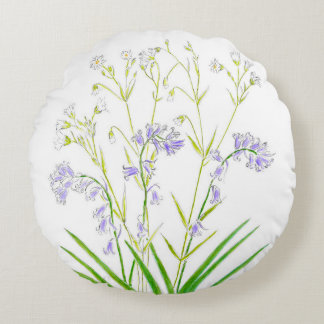 Blåbälg och maskmaskört bomullskudde rund kudde