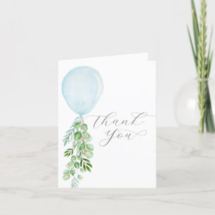 Blåballong av vattenfärg, eucalyptus greenery tack kort