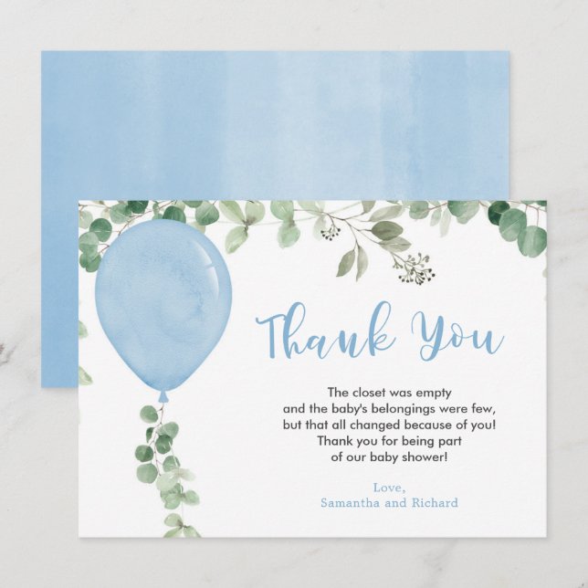 Blåballong eucalyptus greenery tack kort (Fram/baksida)