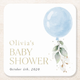 Blåballong, eukalyptus, Greenery, babyskor Underlägg Papper Kvadrat