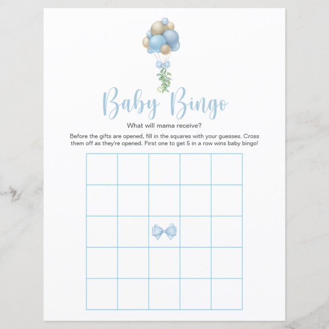 Blåballongbabyskor Bingo-spel (Framsida)