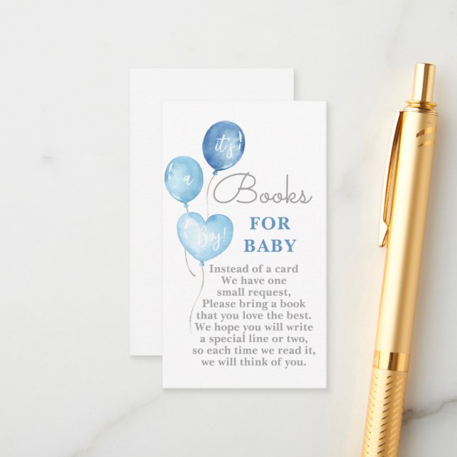 Blåballonger Bokar för Pojke Card Tilläggskort (Fram/Back In Situ)