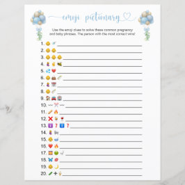 Blåballonger Emoji Pictionary Baby Shower Game