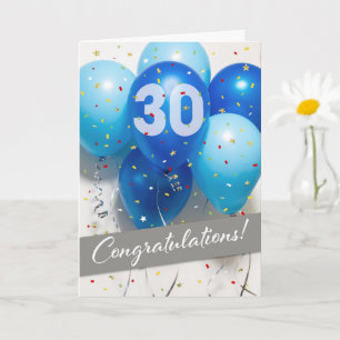 Blåballonger för 30-årsjubileum till anställda kort