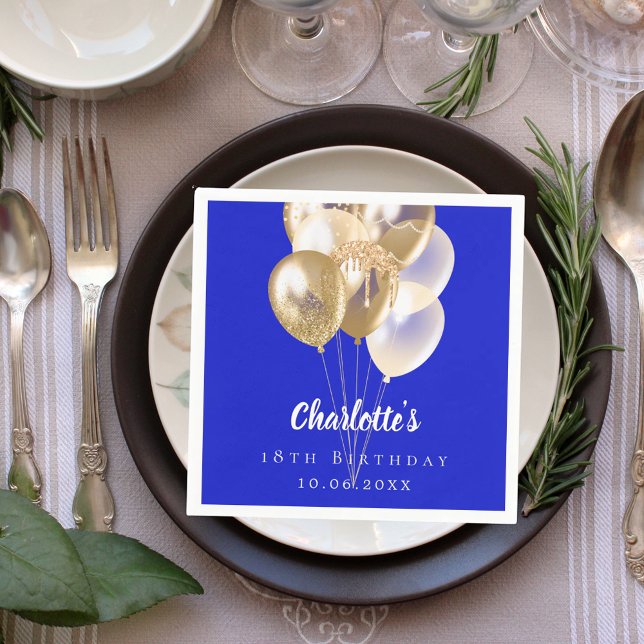 Blåballonger från royalet guld pappersservett (Skapare uppladdad)