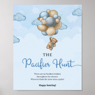 Blåballonger i nalle Nappar Hunt-spelet Poster