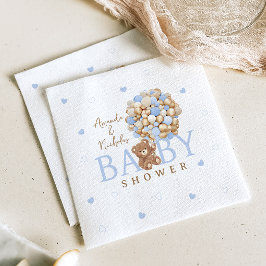 Blåballonger Nalle Babykläder Pappersservett