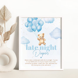 Blåballonger nalle för sent nattblöjor poster