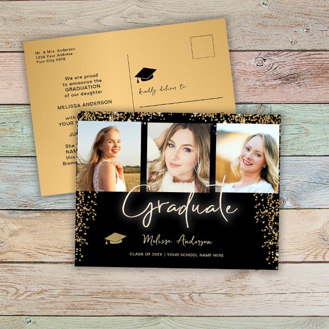 Blåballongmeddelande om Photo Guld Student Vykort (Skapare uppladdad)