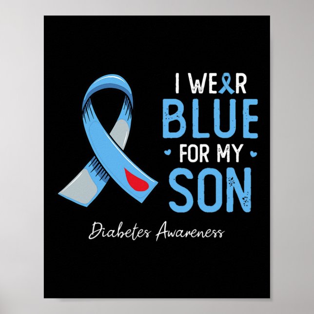 Blåband I bära grått blue för min son diabetes Poster (Framsidan)