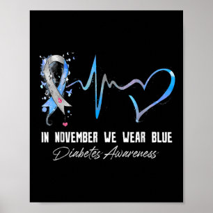 Blåband i november - vi Bäror blått för diabetes Poster