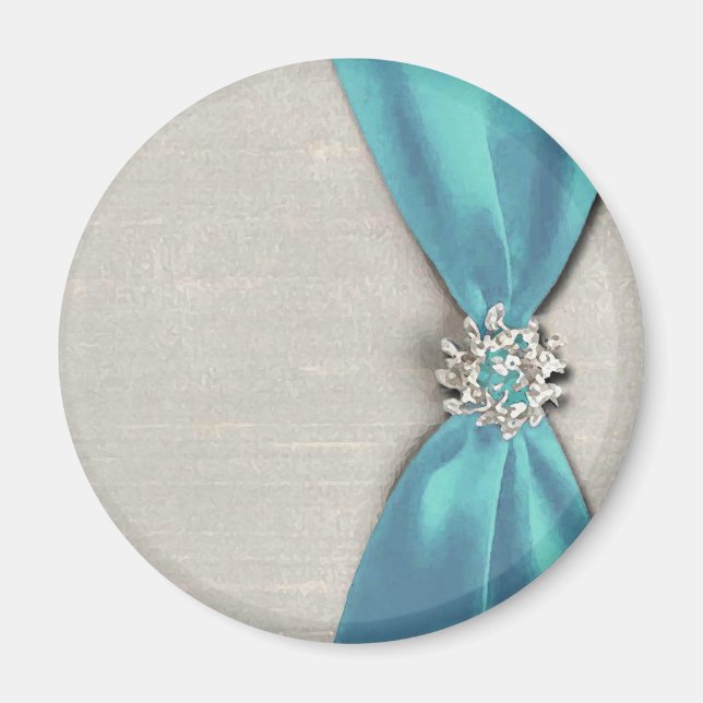 Blåband med blå satin med jewel-kopia magnet (Framsidan)