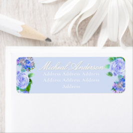 Blåbandsetikett för Monogram-bröllopsinbjudan Ro Returadress Etikett