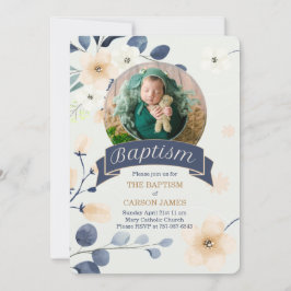 Blåbaptism för Blommar i Gulten Pojke Inbjudningar