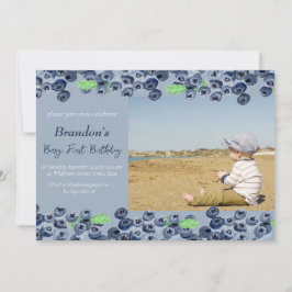 Blåbär 1:a Berry 1:a födelsedag Foto Fruit Inbjudningar